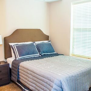 Model Unit bedroom. Furnished in a modern style with an queen size bed