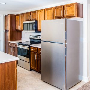 Model unit kitchen featuring modern finishes, and appliances